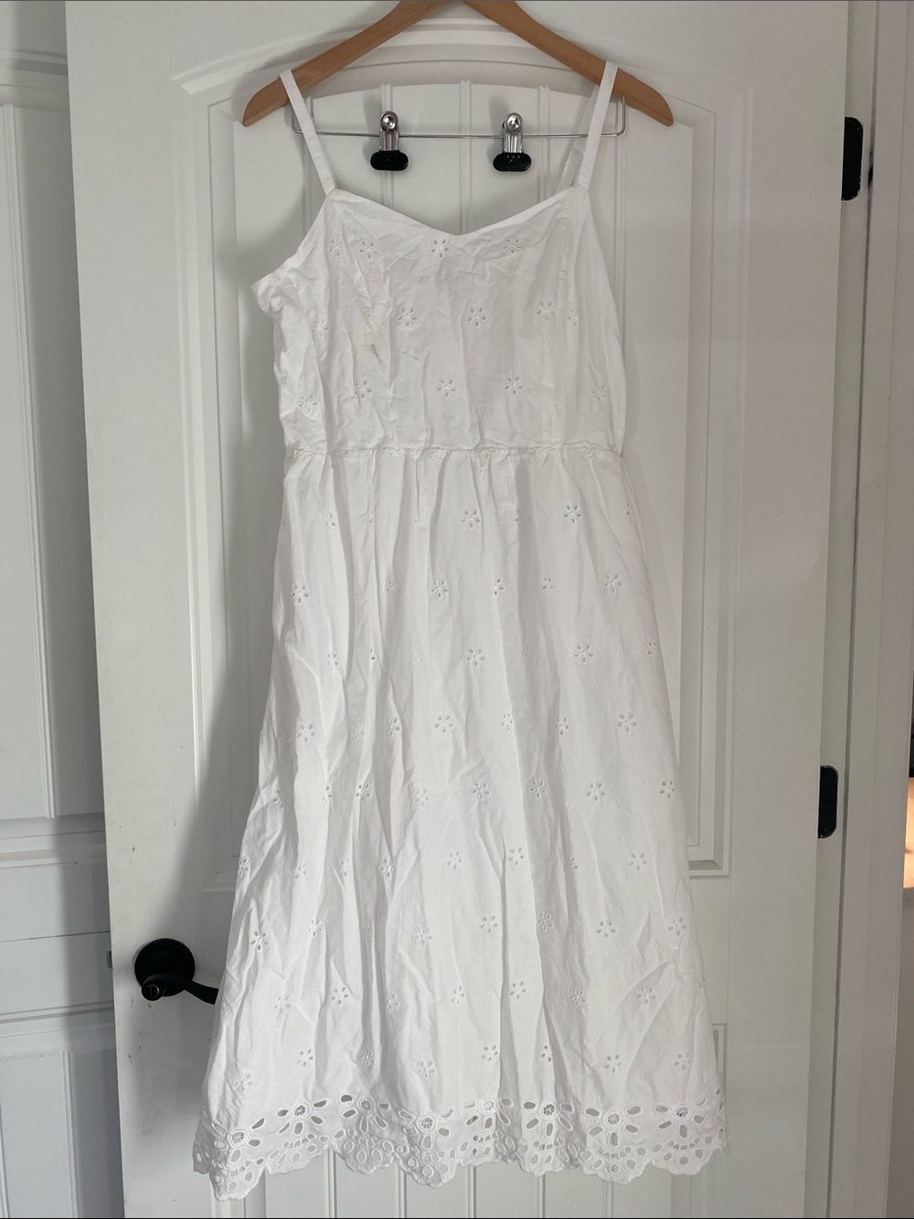 Old Navy White Eyelet Dress with Smocked Back size Large